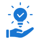 Hand holding light bulb with checkmark.